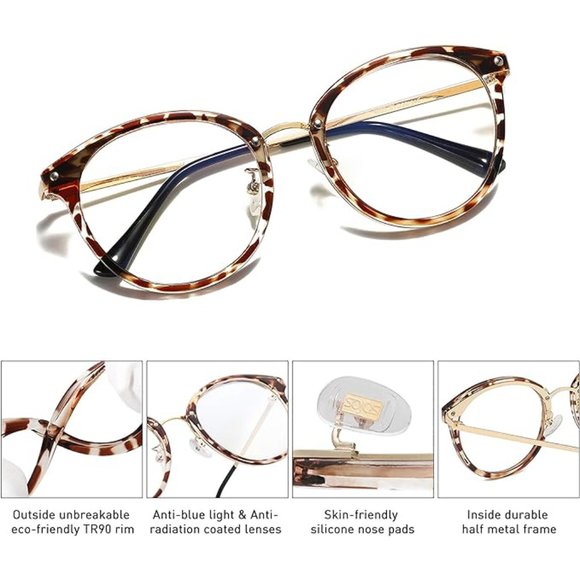 SOJOS Blue Light Glasses | Tortoise/Leopard - Picture 12 of 16